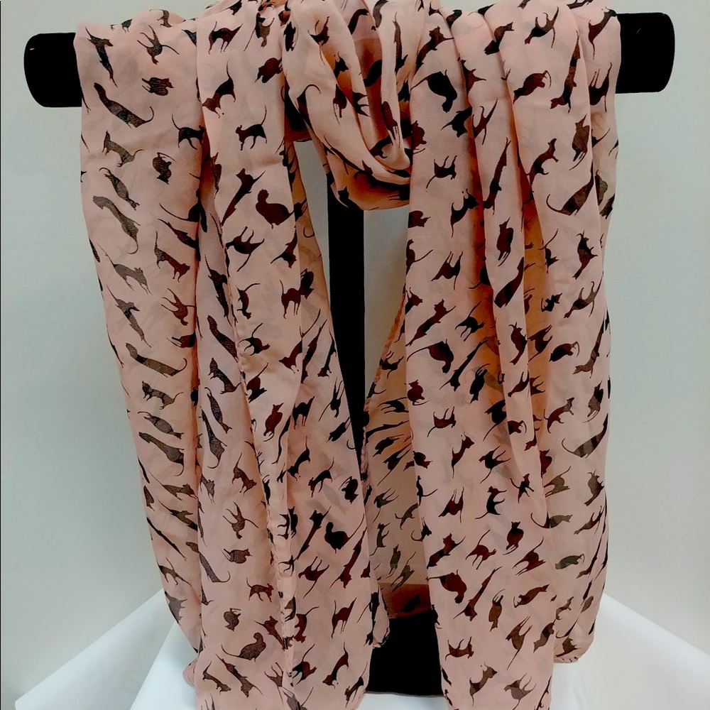 "Kitten” pink polyester chiffon $6.99 Shipping neck/head scarf, 27X56" NWOT